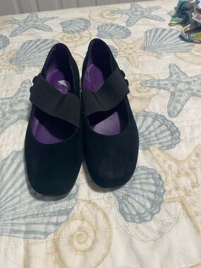 Vaneli Black Mary Jane Flats with Purple Insole